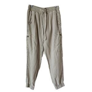 Aerie Khaki Tan Cargo Lightweight Stretch Elastic Waist Jogger Pants size S